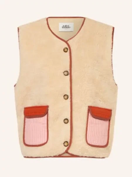 Lollys Laundry Kamizelka Z Futerkiem Teddy Jacell beige beżowa