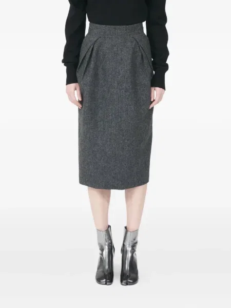 Fusta plisata Maison Margiela plisată până la genunchi gri