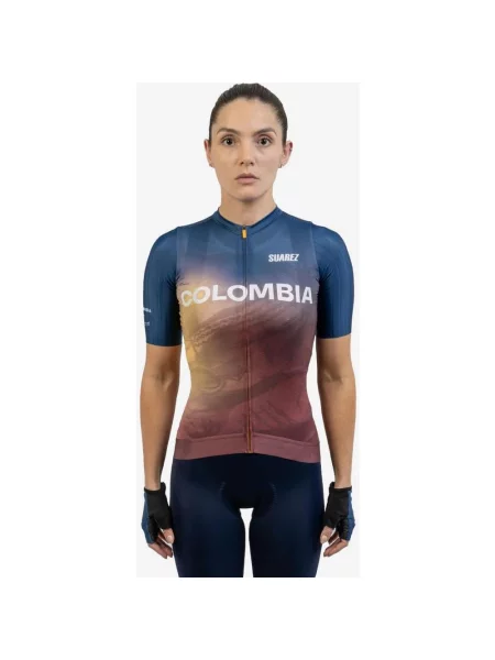 Koszulka rowerowa Suarez Colombia krótki rękaw wielokolorowy XS niebieski
