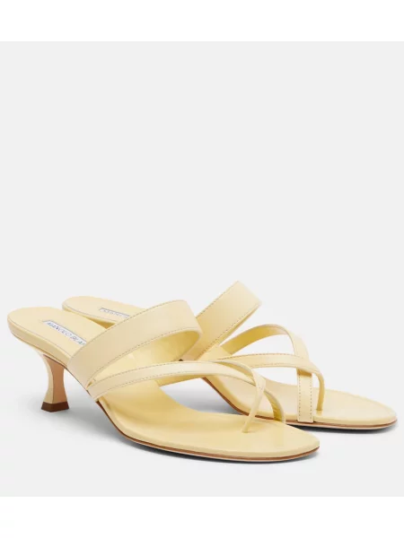 Chiloți tanga Manolo Blahnik din piele galben