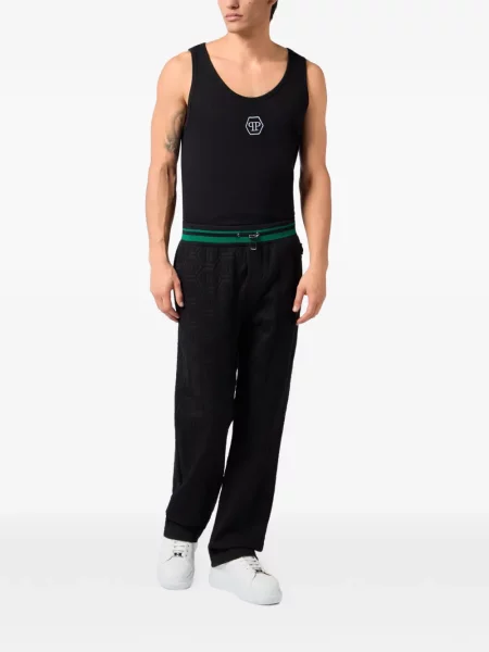 Pantaloni Philipp Plein din jacard alergare negru