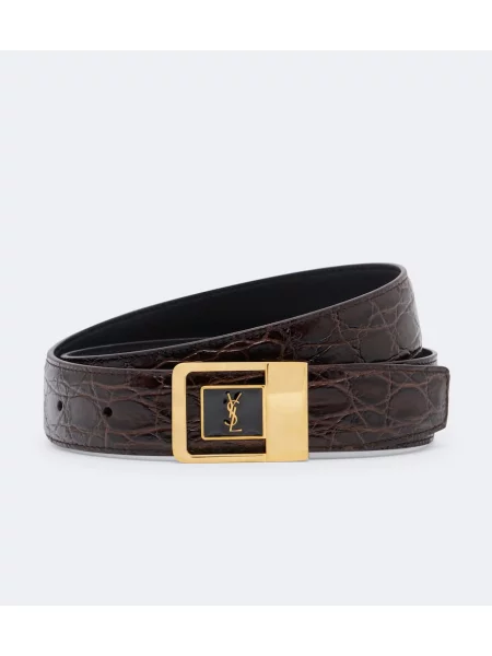 Cu centură curea Saint Laurent din piele maro