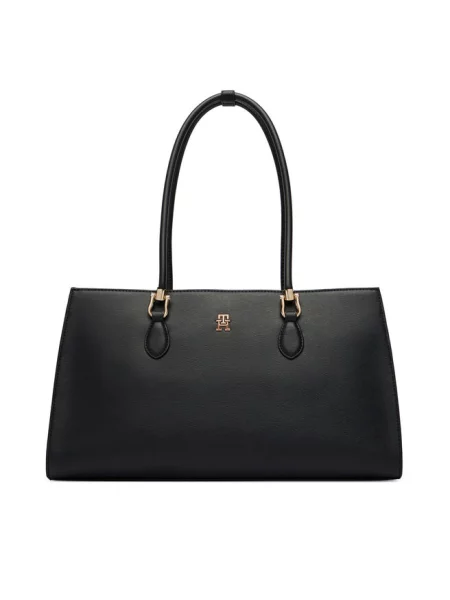 Tommy Hilfiger torebka shopper z imitacji skóry czarna