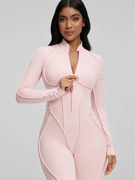 BetterMe športový overal dámsky Full-Length Catsuit ružová