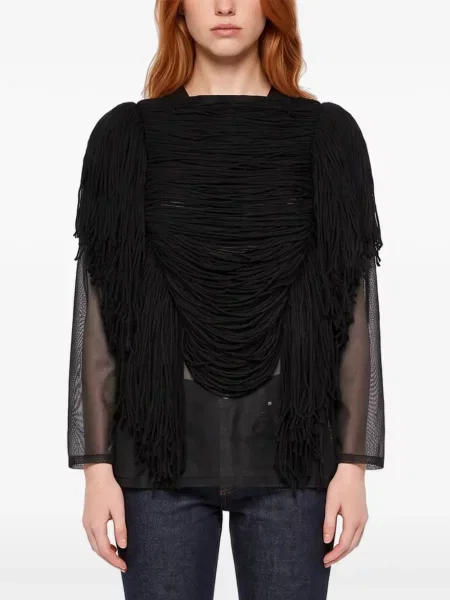 Pulover Comme Des Garçons cu franjuri negru