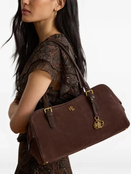 Велурена чанта Lauren Ralph Lauren кафяво