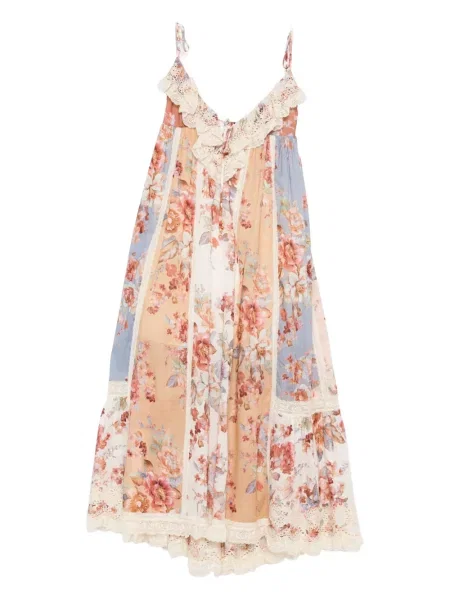 Rochie midi Zimmermann cu model floral din dantelă până la genunchi