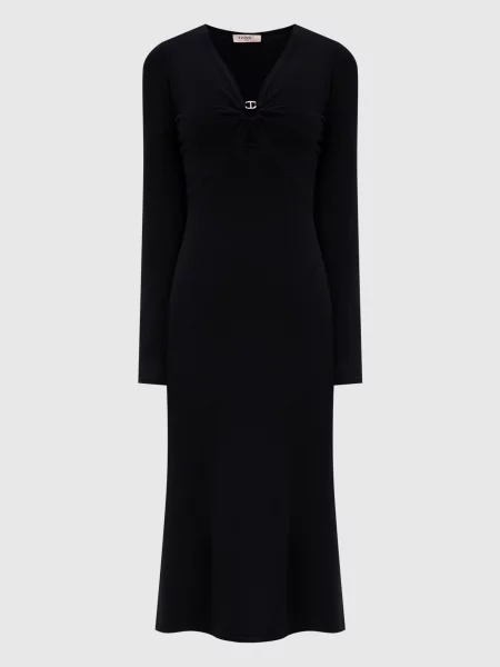 Сукня міді з логотипом Twinset чорна