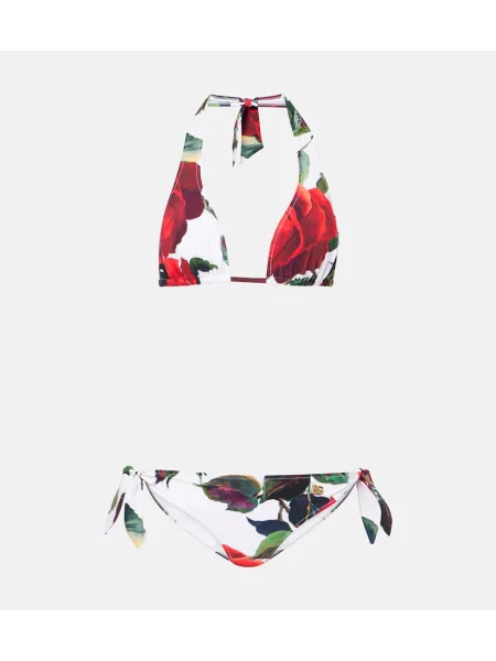 Bikini Dolce&gabbana cu model floral roșu