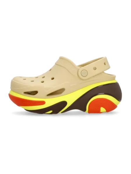 Crocs klapki Bubble Crush Clog na platformie beżowy