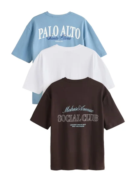 Next Tricou opal / maro închis alb