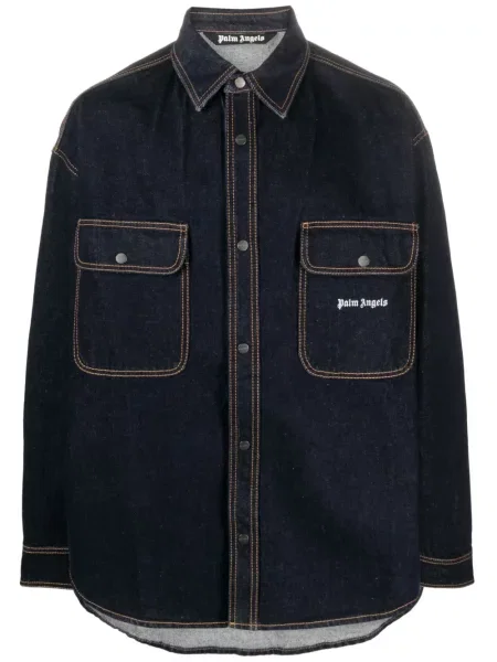 Cămașă Palm Angels cu broderie albastru