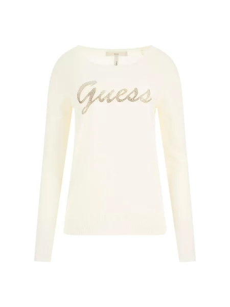 GUESS Pulover Helene auriu alb