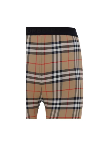 Spodnie Burberry w kratę z elastyczną talią brązowe