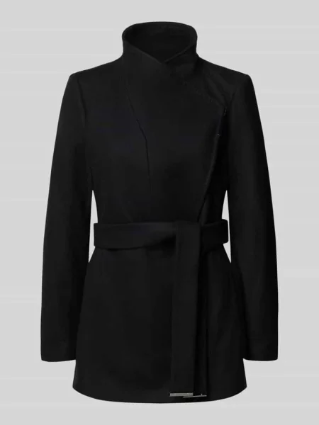 Krótki płaszcz z mieszanki wełny z wiązanym paskiem model ROSESS' Ted Baker czarny
