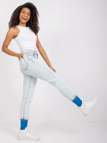 Pantaloni Fashionhunters albastru