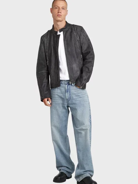 Шкіряна куртка G-star Raw сіра