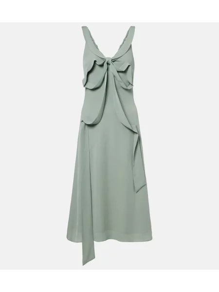 Rochie midi Acne Studios cu funde de mătase verde