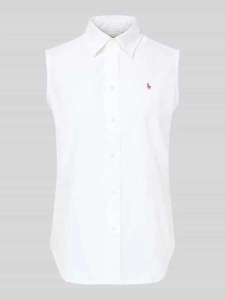 Bluzka Polo Ralph Lauren bez rękawów z twillu biała