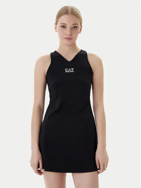 Спортна рокля Emporio Armani къса разкроена черно
