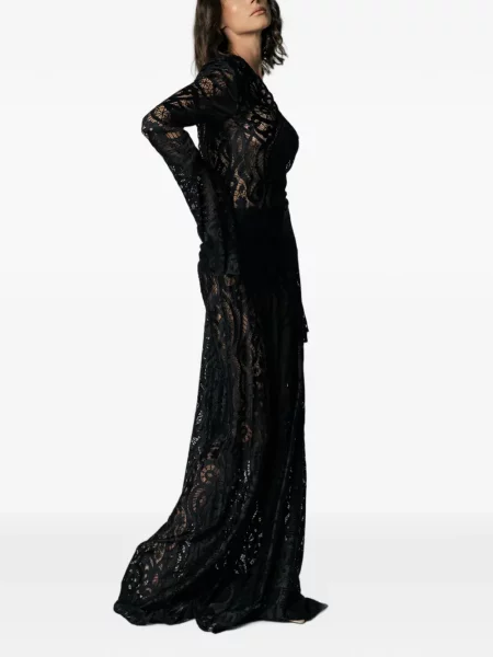 Rochie maxi Miau By Clara Rotescu din dantelă negru