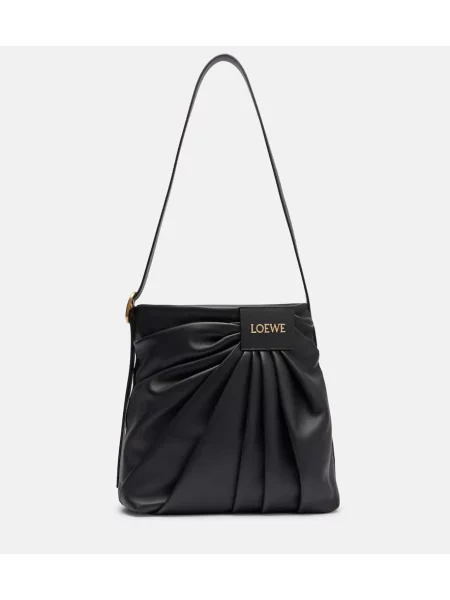 Geanta de piele Loewe din piele drapată negru