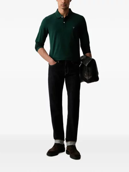 Tricou polo Guess cu autograf verde