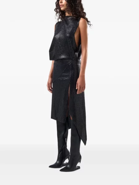 Rochie midi Gcds asimetrică drapată negru