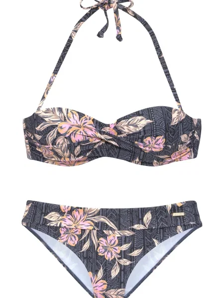 SUNSEEKER Costum de baie două piese bej / roz negru