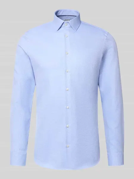 Koszula o kroju slim fit z fakturą Jake*s błękitna