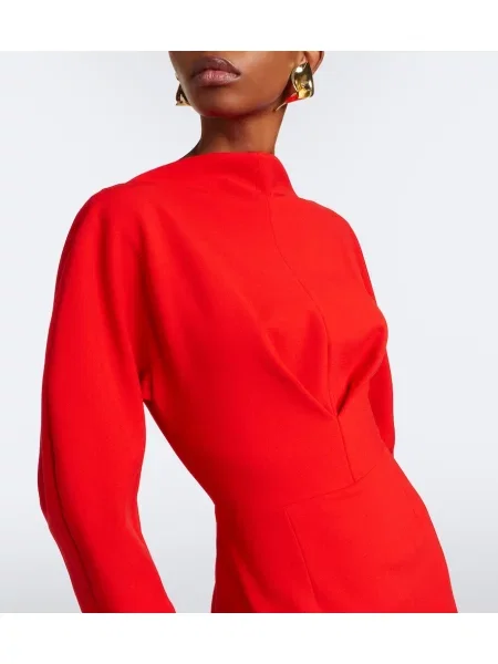 Rochie de cocktail Carolina Herrera de lână drapată roșu