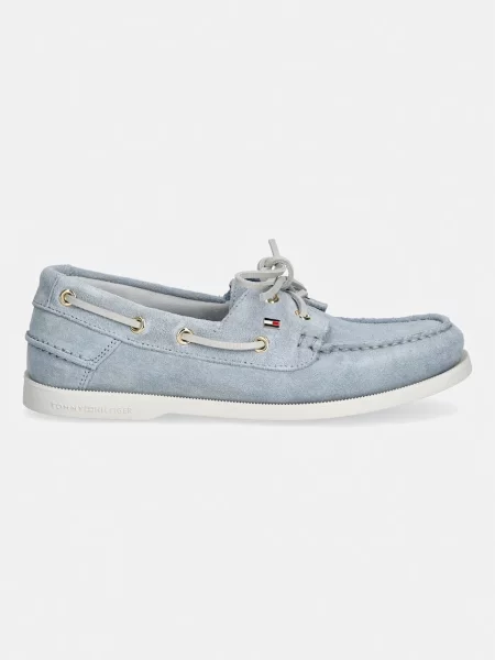 Tommy Hilfiger semišasti mokasini HILFIGER SUEDE BOAT SHOE modra