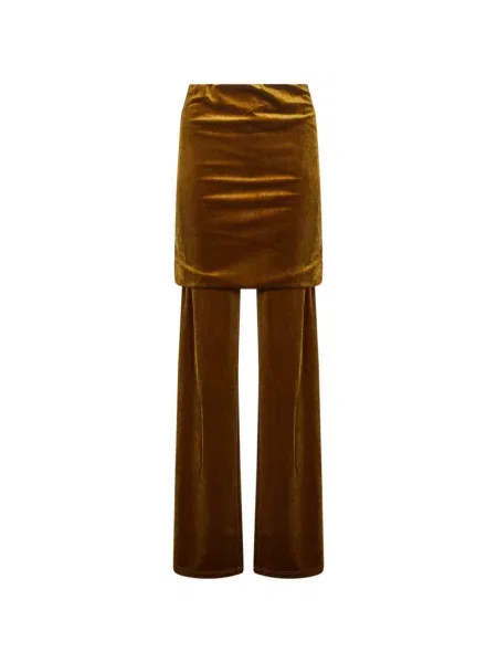 Pantaloni The Andamane de catifea galben