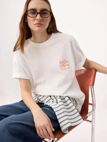 Trendyol Tricou portocaliu alb