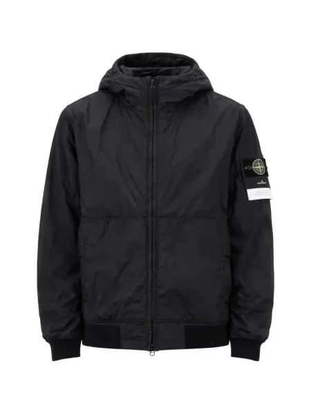 Яке тип бомбър Stone Island с качулка камъни черно