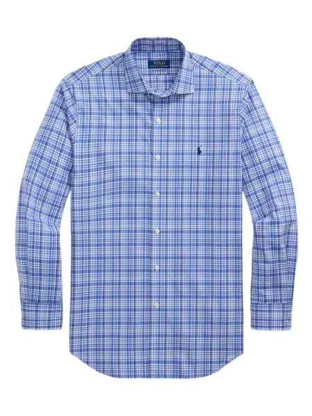 Ленена карирана риза Polo Ralph Lauren бродирана синьо