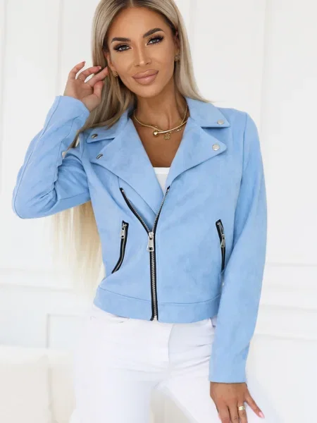 Kurtka Numoco Basic zamszowa z długim rękawem biker biała