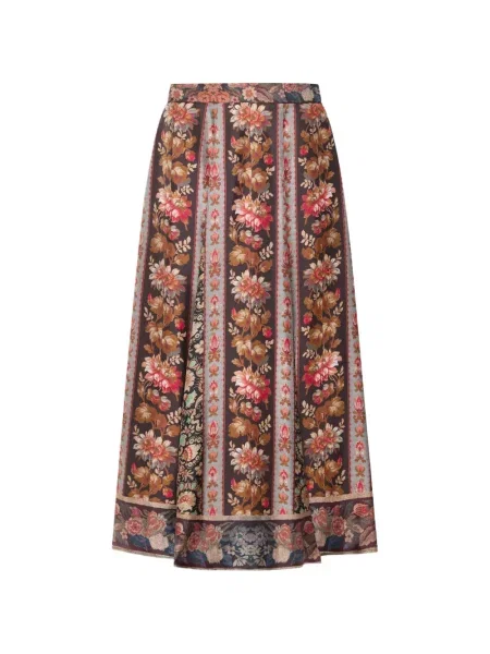 Fustă midi Pierre-louis Mascia cu model floral cu imagine maro