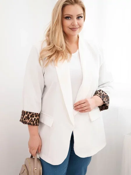 Geacă Kesi Włoski cu model leopard cu căptușeală alb