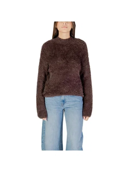 Pulover Only cu mâneci lungi lung maro