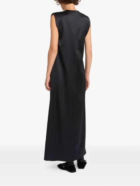 Rochie maxi Yves Salomon din satin de costum negru