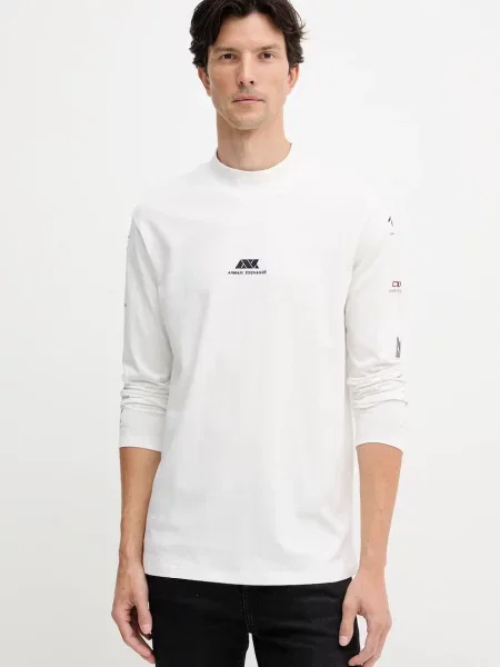 Armani Exchange longsleeve z nadrukiem biały