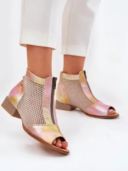 Usnjene čevlji do gležnjev Maciejka brez pet roza