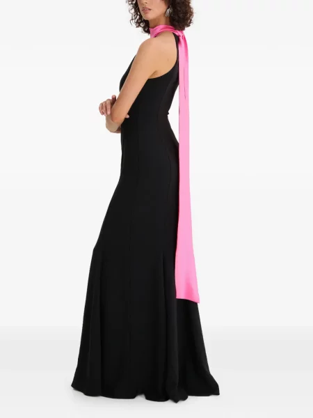 Rochie maxi Moos Studio plisată cu gât halter de costum negru