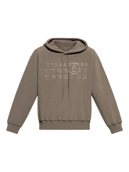 Hanorac cu glugă Mm6 Maison Margiela cu broderie din fleece maro