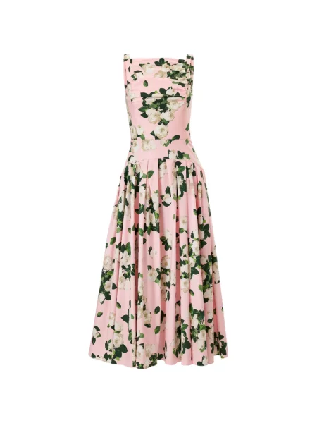 Rochie midi Carolina Herrera cu model floral cu imagine roz