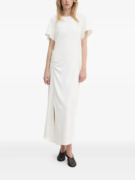 Rochie midi Samsøe Samsøe până la genunchi de costum alb