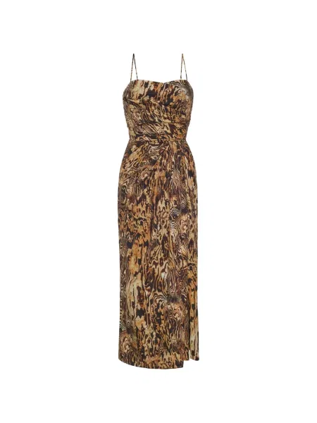 Rochie midi Adam Lippes drapată maro