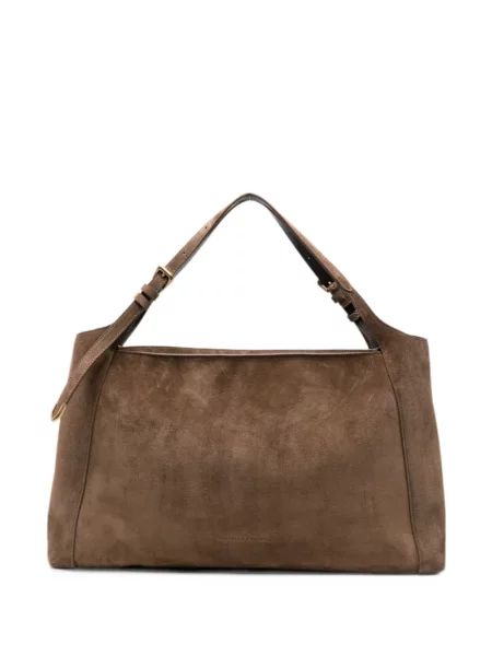 Semišová shopper kabelka Brunello Cucinelli hnědá