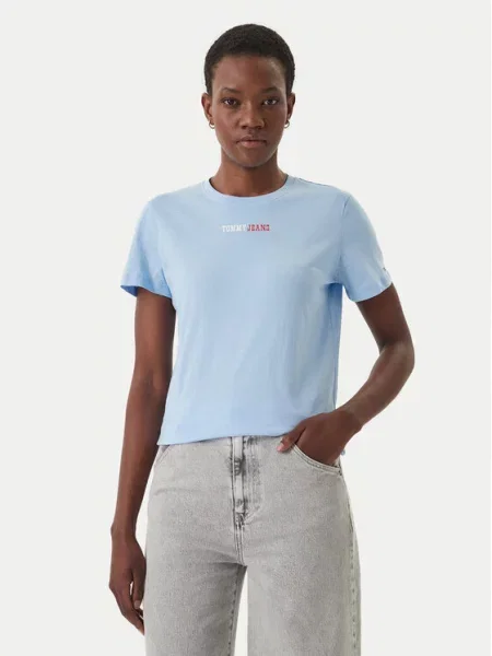 Тениска Tommy Jeans светлосиньо